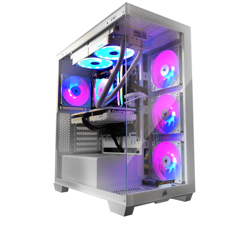 KryoShift AMD Ryzen 7 7700 gaming PC with NVIDIA RTX 5070 graphics in black RGB airflow case
