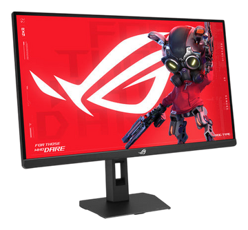 Kryoshift ASUS ROG STRIX XG27UCGR 27-inch 4K gaming monitor with a black frame and vibrant red screen display