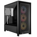 Corsair 4000d RS Black computer case with RGB lighting on a white background