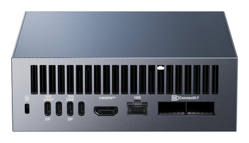 Rear view of the Kryoshift ASUS Ascent GX10 AI workstation showing ports including USB-C, HDMI, and 10G Ethernet.
