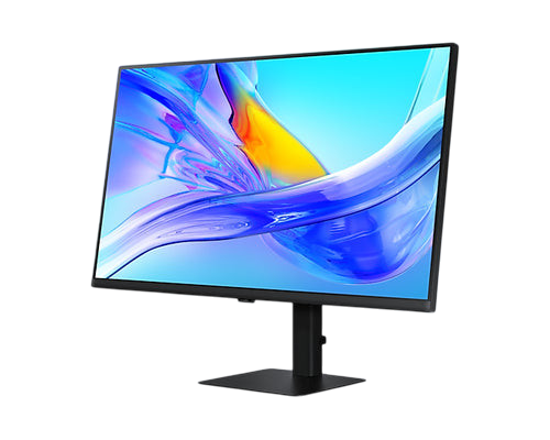 Kryoshift Samsung ViewFinity S8 32-inch 4K UHD gaming monitor with vibrant abstract screen display on black stand