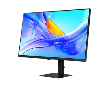 Kryoshift Samsung ViewFinity S8 32-inch 4K UHD gaming monitor with vibrant abstract screen display on black stand
