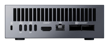 Rear view of the Kryoshift ASUS Ascent GX10 AI workstation showing USB-C, HDMI, 10G Ethernet, and ConnectX-7 ports.