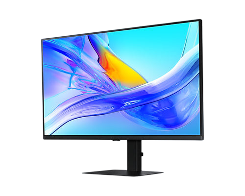 Kryoshift Samsung ViewFinity S8 32-inch 4K UHD gaming monitor with vibrant abstract screen display on black stand