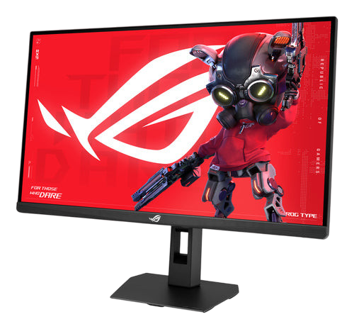 Kryoshift ASUS ROG STRIX XG27UCGR 27-inch 4K gaming monitor with a black frame and vibrant red screen display