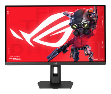 Kryoshift ASUS ROG STRIX XG27UCGR 27-inch 4K gaming monitor with a black frame and vibrant red ROG gaming wallpaper.