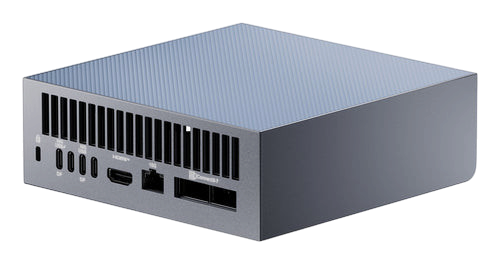 Kryoshift ASUS Ascent GX10 AI workstation mini PC in grey with rear port view including HDMI and Ethernet ports.