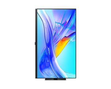 Kryoshift Samsung ViewFinity S8 32-inch 4K UHD monitor in portrait orientation with vibrant abstract screen display