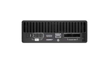 Rear view of Kryoshift MSI EdgeXpert AI workstation showing HDMI, Ethernet, and USB ports on a black chassis.