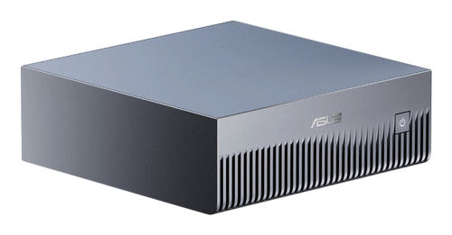 Kryoshift ASUS Ascent GX10 compact AI workstation with a sleek grey metallic finish and front-facing cooling vents.