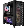 Kryoshift CORSAIR 4000D black mid-tower PC case with front mesh panel, ARGB fans, and integrated LCD screen