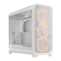 Kryoshift Fractal Meshify 3 XL white PC case with mesh front panel and glowing orange RGB cooling fans