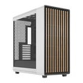 Kryoshift Fractal North XL computer case in chalk white with a signature slatted oak wood front panel