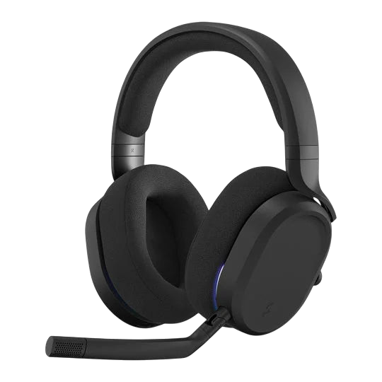 Kryoshift Fractal Design Scape Dark wireless gaming headset in black with a detachable microphone and soft fabric pads.