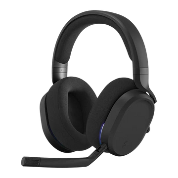 Kryoshift Fractal Design Scape Dark wireless gaming headset in black with a detachable microphone and soft fabric pads.