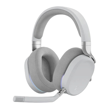 Kryoshift Fractal Design Scape Light wireless gaming headset in white with soft fabric ear cushions and detachable mic