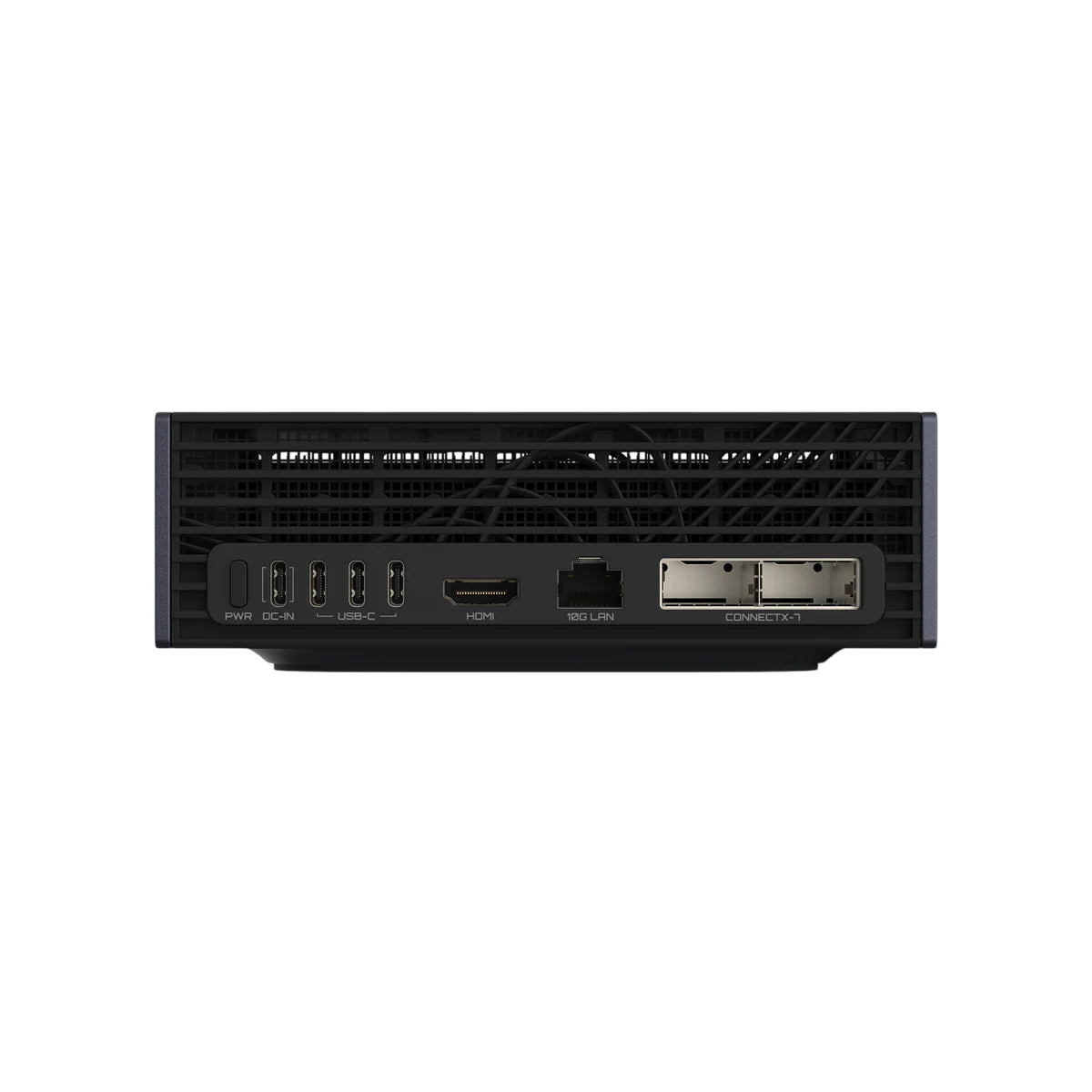 Rear I/O panel of Kryoshift GIGABYTE AI TOP ATOM workstation showing USB-C, HDMI, 10GbE, and ConnectX-7 ports.