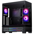 Kryoshift Phanteks XT View black ATX PC case with tempered glass panels and integrated DRGB LED matrix display