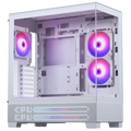 Kryoshift Phanteks XT View ATX PC case in white with tempered glass panels and integrated DRGB LED matrix lighting