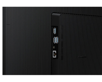 Rear view of the black Samsung ViewFinity S8 monitor showing USB and LAN ports on the Kryoshift product page.