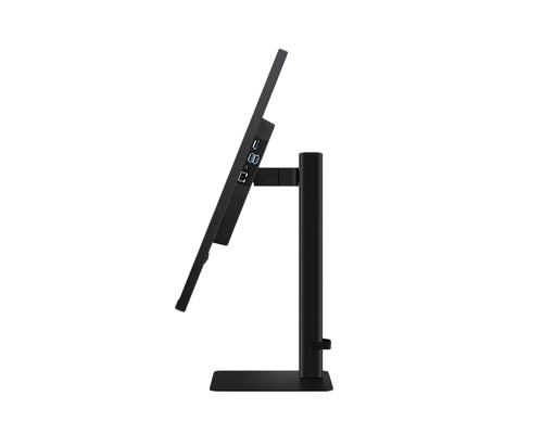 Side view of the black Samsung ViewFinity S8 32-inch 4K UHD monitor with ergonomic stand from Kryoshift