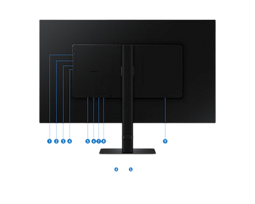 Kryoshift Samsung ViewFinity S8 32-inch 4K UHD monitor rear view showing port connectivity and ergonomic stand