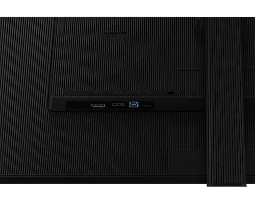 Rear view of the black Samsung ViewFinity S8 monitor showing connectivity ports and textured back panel from Kryoshift