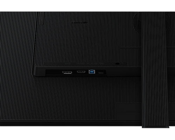 Rear view of the black Samsung ViewFinity S8 monitor showing connectivity ports and textured back panel from Kryoshift